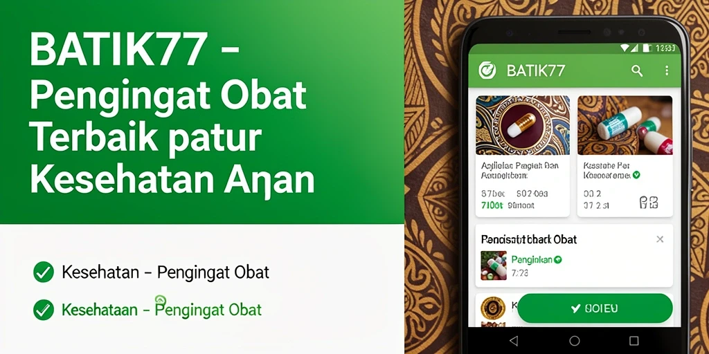 Antarmuka BATIK77 yang jelas dan informatif untuk pengingat obat.
