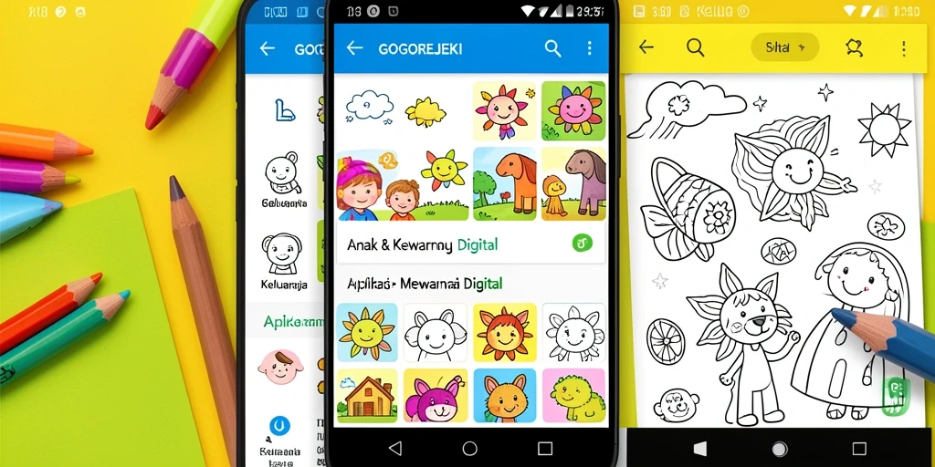 Tampilan antarmuka GOGOREJEKI dengan pilihan gambar mewarnai.